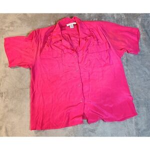 Balenciaga Blouse Womens 10 Pink Silk Paris Hong Kong 80's Vintage